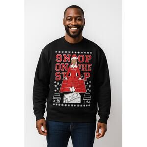 Snoop on the Stoop Men's 3X Ugly Christmas Sweatshirt‎ Black Red Novelty Hip Hop